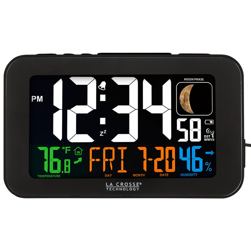 La Crosse Technology 617-1485B Atomic Color Alarm Clock with USB Charging Port - Image 1